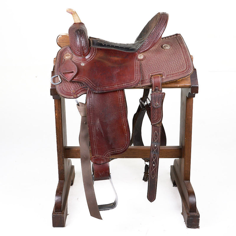 Sheridan Saddles Used 14.5in Basket Tooled Barrel Saddle