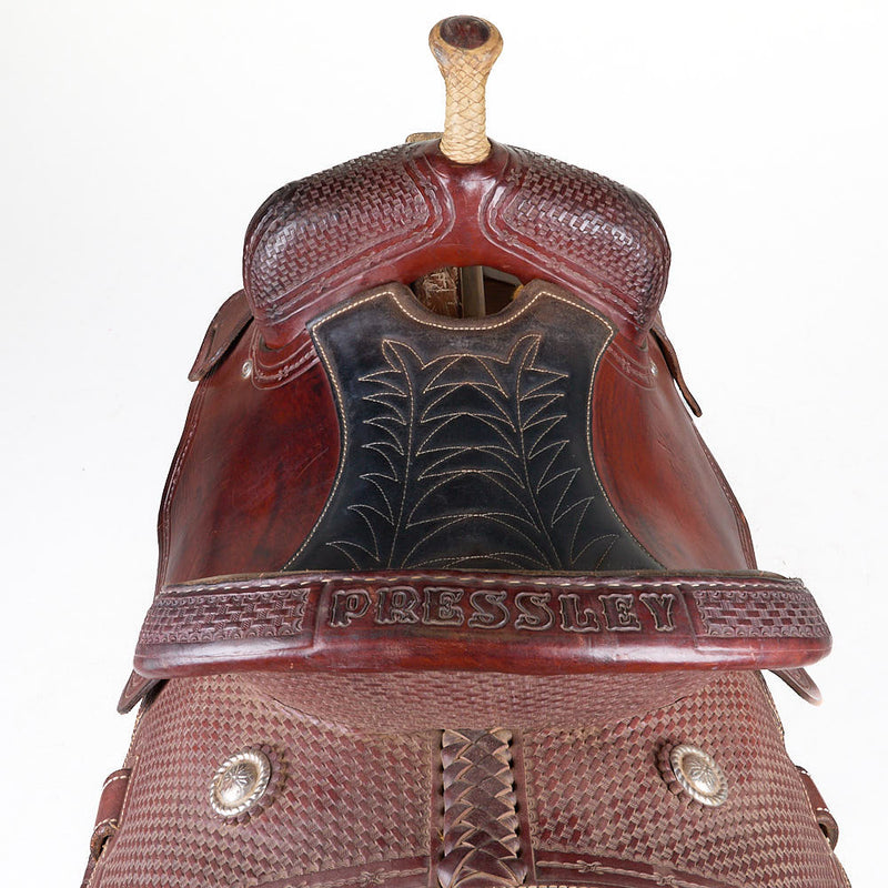 Sheridan Saddles Used 14.5in Basket Tooled Barrel Saddle