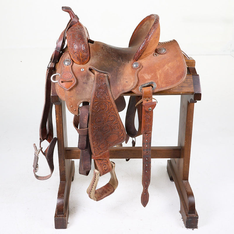 NRS Used 13.5in Floral Tooled NRS Competitor Barrel Saddle