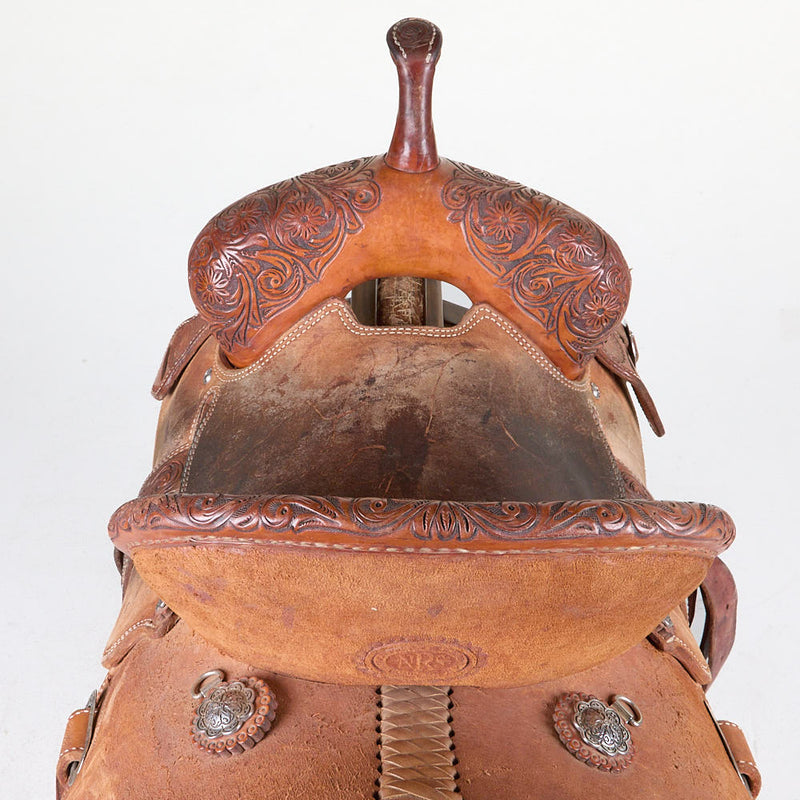NRS Used 13.5in Floral Tooled NRS Competitor Barrel Saddle