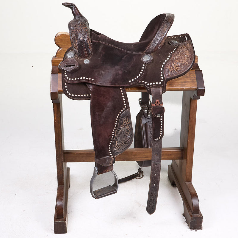 Sheridan Saddles Used 14in Floral Tooled Barrel Saddle
