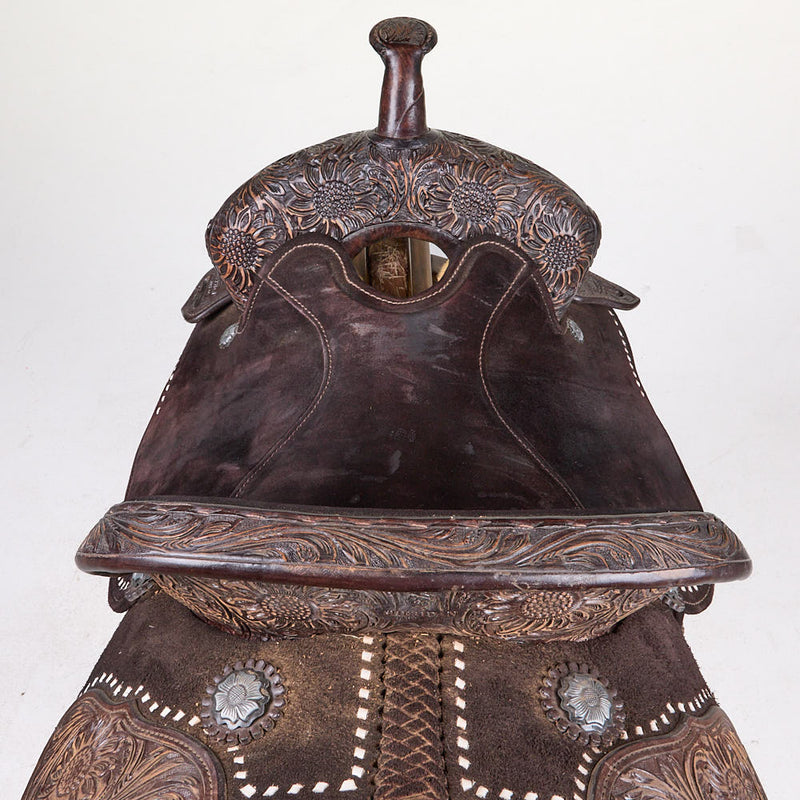 Sheridan Saddles Used 14in Floral Tooled Barrel Saddle