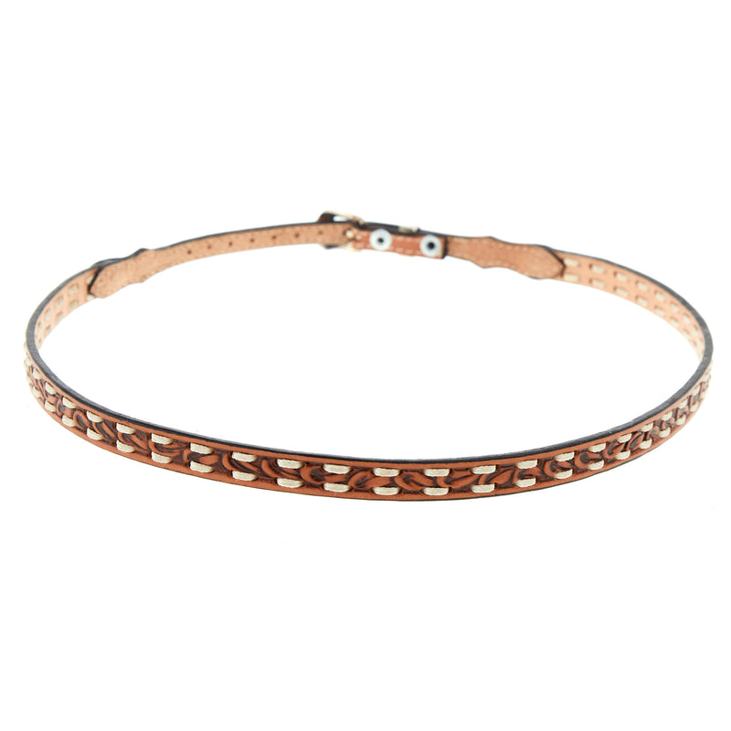 MF Brown Tooled Band with Laced Edge Hat Band