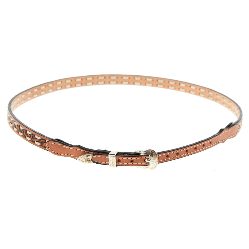 MF Brown Tooled Band with Laced Edge Hat Band