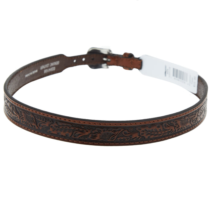 MF Brown 7/8in. Floral Embossed Hat Band