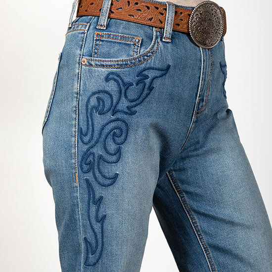 Rock & Roll Denim Western Embroidery High Rise Bootcut Jeans