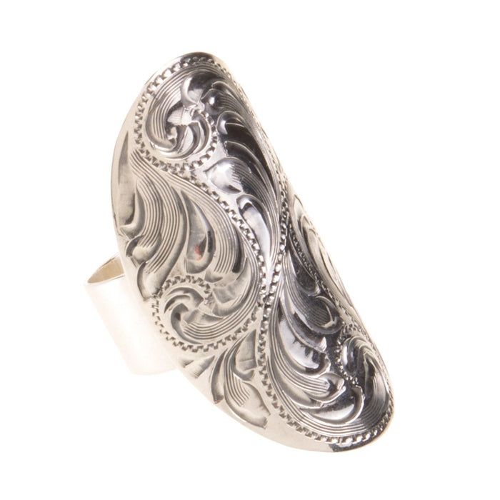 Vogt Silversmiths Sterling Large Oval Engraved Ring