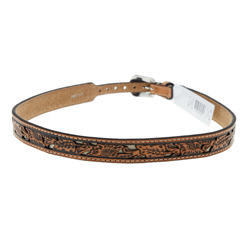 MF 3/4in. Floral Tooled with White Underlay Hat Band