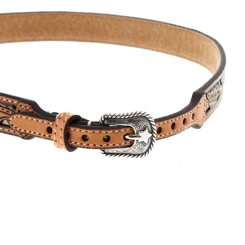 MF 3/4in. Floral Tooled with White Underlay Hat Band