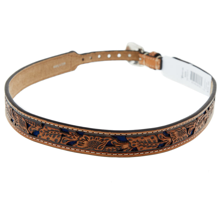 MF 3/4in. Floral Tooled with Blue Underlay Hat Band