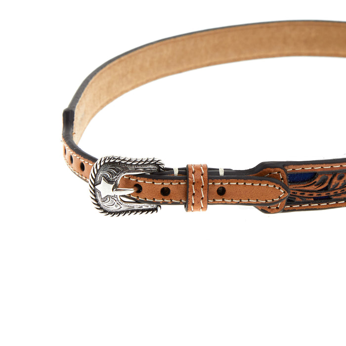 MF 3/4in. Floral Tooled with Blue Underlay Hat Band