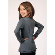 Roper Apparel Girls Long Sleeve Ruffle Tee