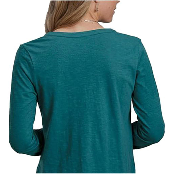ROPER Womens Teal Aztec Embroidery Long Sleeve Shirt