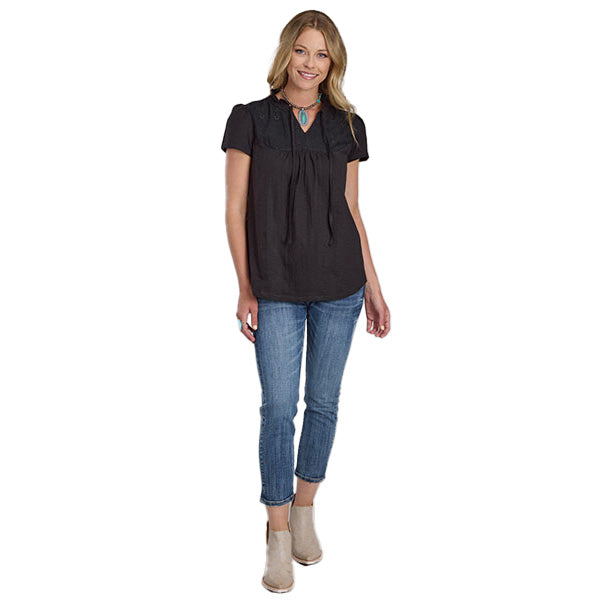 ROPER Women's Black Embroidered Top
