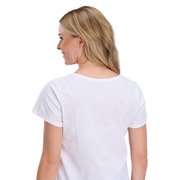 ROPER Womens White Embroidered Floral Tee