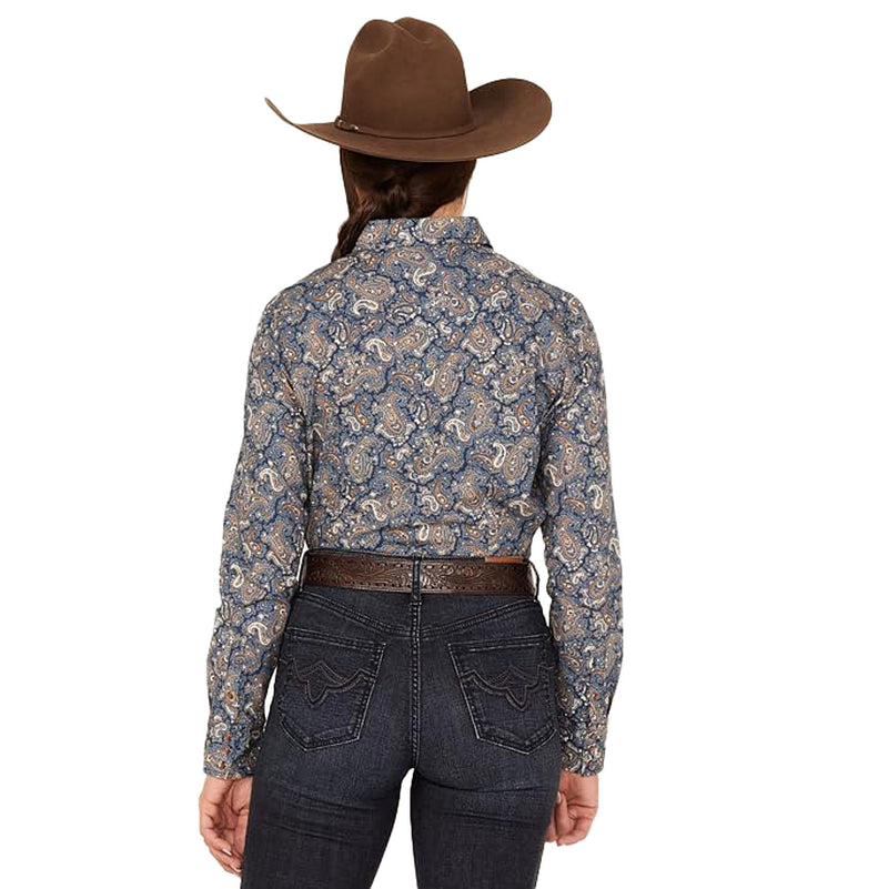 ROPER Womens Navy Print Snap Shirt