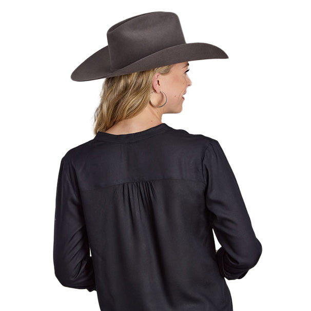 ROPER Black Embroidered Long Sleeve Blouse