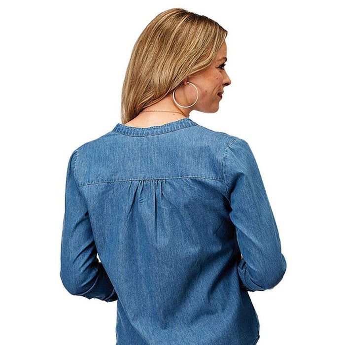 Roper Apparel Women's Denim Embroidered Detail Top