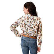 Roper Apparel Girl's Feather Print Shirt