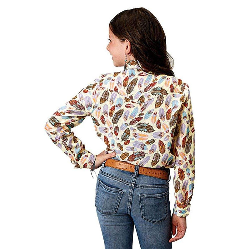 Roper Apparel Girl's Feather Print Shirt