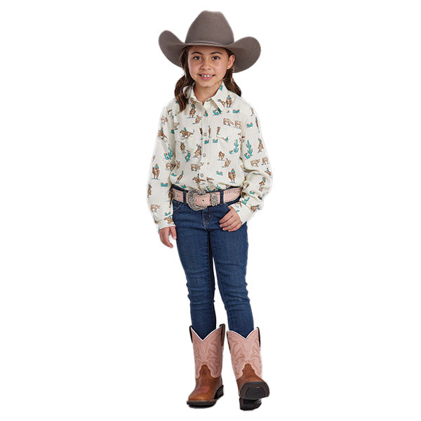 ROPER Girls Western Print Snap Shirt