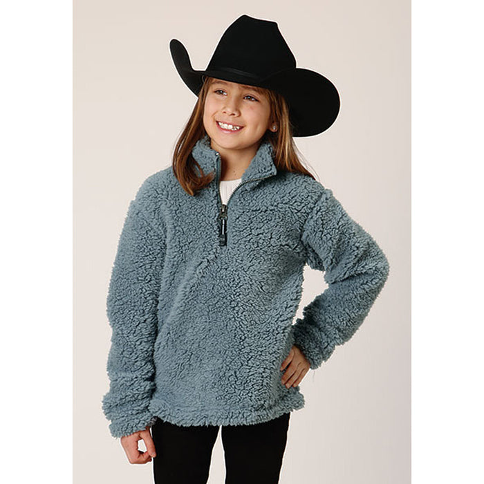 ROPER Girl's Solid Steel Blue Polar Fleece