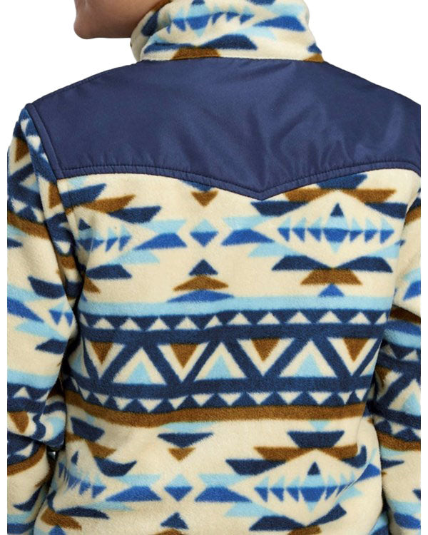 ROPER Boys Blue Aztec Fleece Pullover