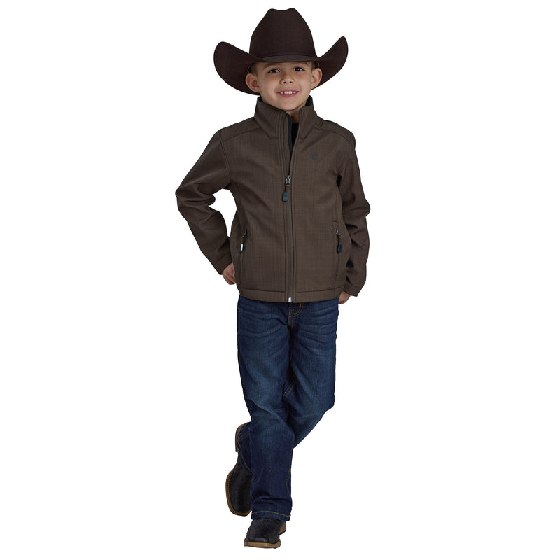 ROPER Boys Brown Tech Softshell Jacket