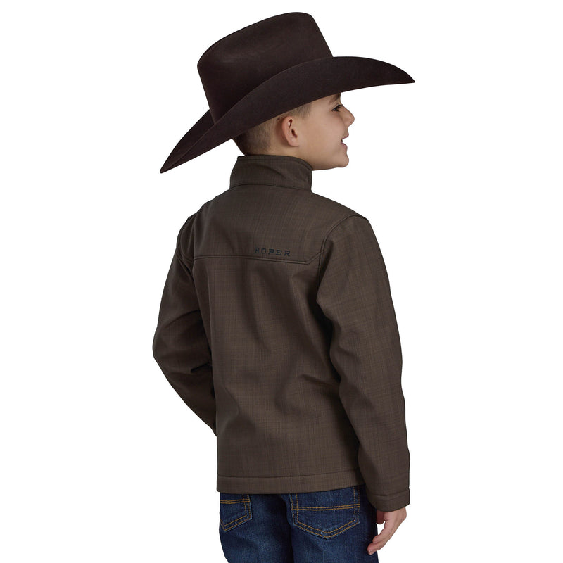 ROPER Boys Brown Tech Softshell Jacket