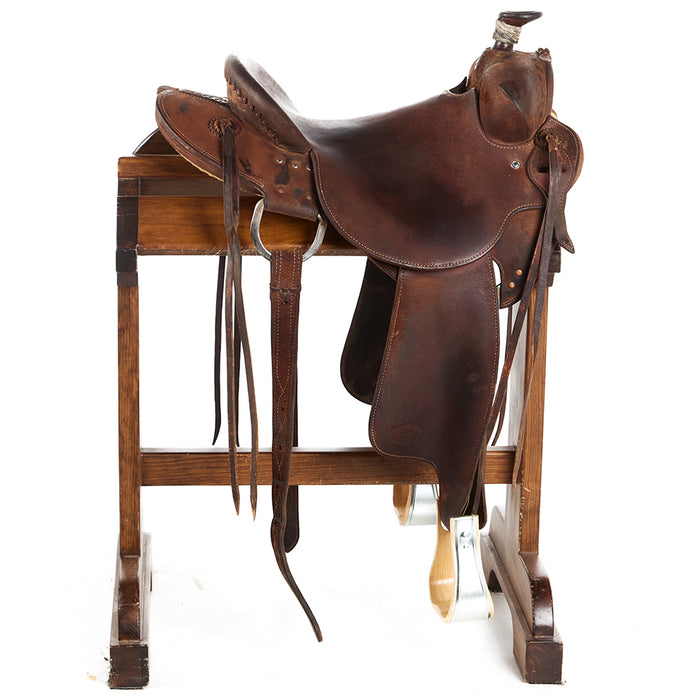 Stockmans Saddlery Used 15in Roughout Plate Rig Ranch Roper Saddle