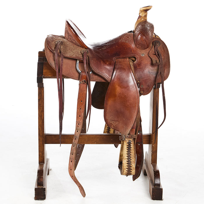 Oliver Saddlery Used 15in 1/2 Breed Floral Ranch Roper