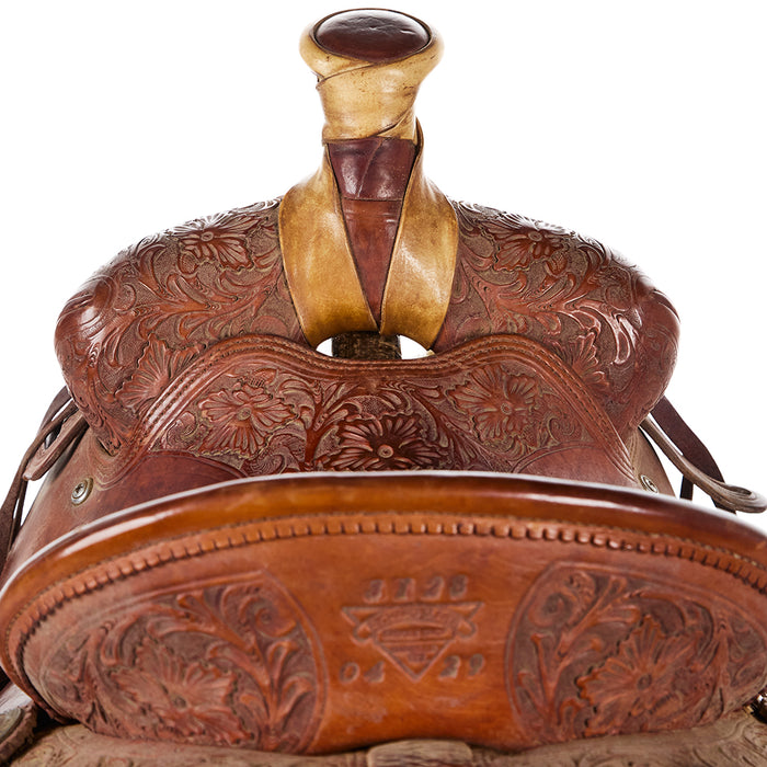 Oliver Saddlery Used 15in 1/2 Breed Floral Ranch Roper