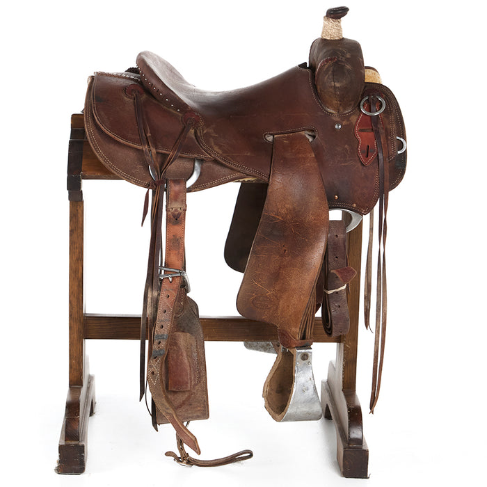 Trent Ward Used 16in Roughout Seat Rig Pencil Roll Ranch Roper