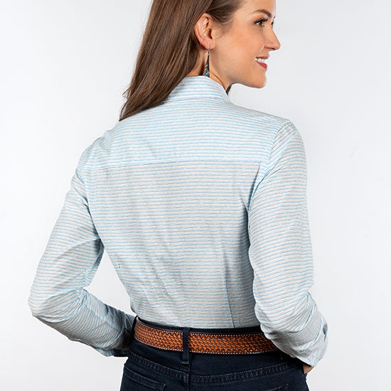 Panhandle Women's Blue Stripe Button Down Shirt