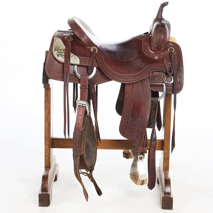 NRS Used 16.5in Barbed Wire Border Cutting Saddle