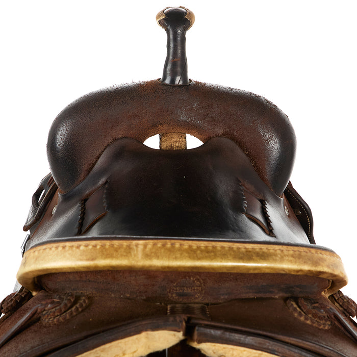 Jeff Smith Used 16in Roughout Rawhide Cantle Binding Cutting Saddle