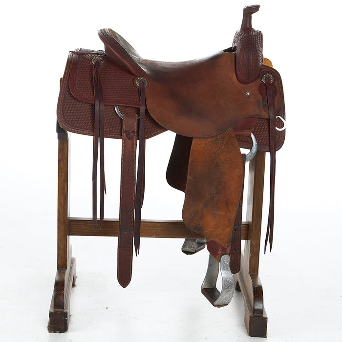 Hud Roberts Used 16.5in 1/2 Breed Basket Stamp Ranch Cutter