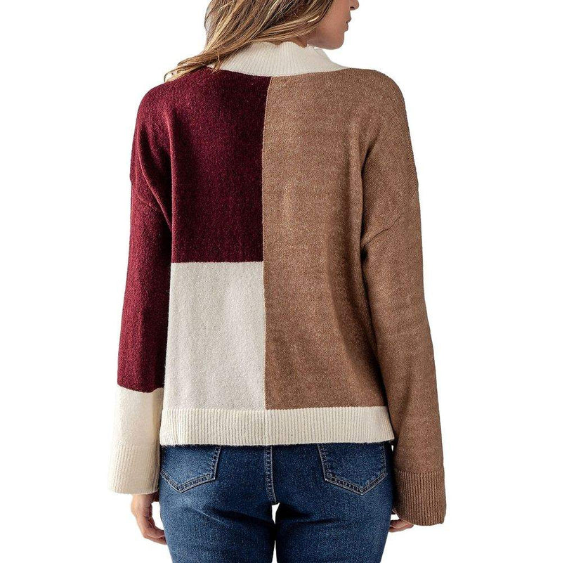 Trend:Notes Women's Colorblock Drop Shoulder Knit Sweater
