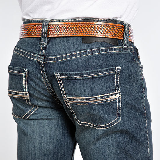 Rock & Roll Denim and Regular Fit Two-Tone Stitch Straight Leg Jeans