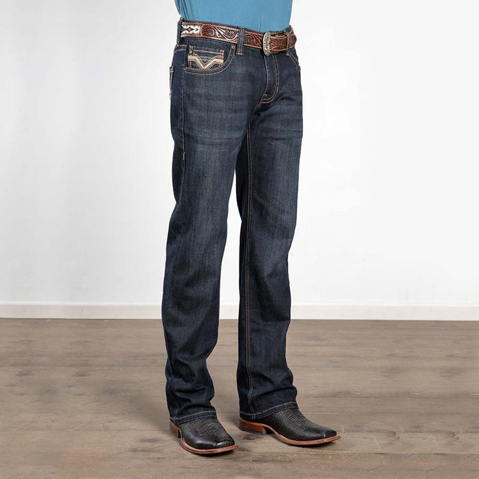 Rock & Roll Denim Pistol Straight Flat Seam Dark Wash Jeans