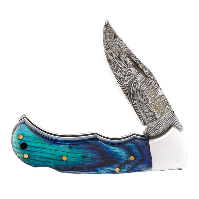 Rill Simple Tools, Llc Azul Silver Damascus Knife w/Sheath 049