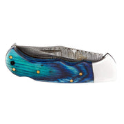 Rill Simple Tools, Llc Azul Silver Damascus Knife w/Sheath 049