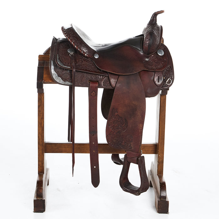 Circle Y Saddlery Used 15.5in Acorn Tooling with Silver Trail Saddle