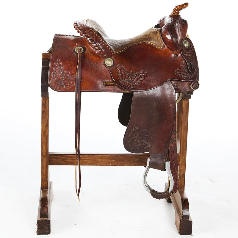 Price Mclaughlin Used 14.5in Oak and Acorn Tooled Pleasure Saddle