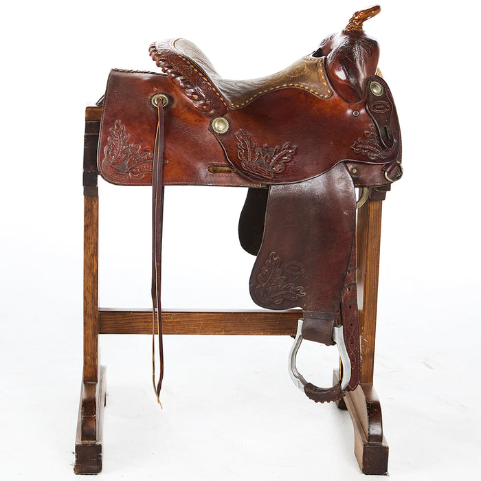 Price Mclaughlin Used 14.5in Oak and Acorn Tooled Pleasure Saddle