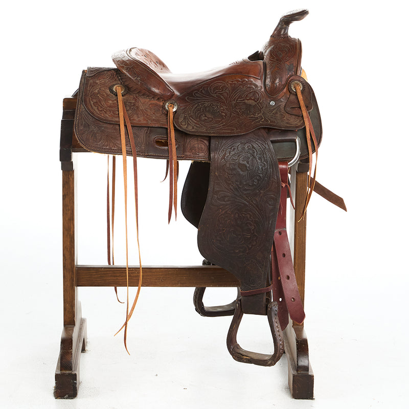 Oliver Saddlery Used 15in Full Floral Tooled Pleasure Saddle