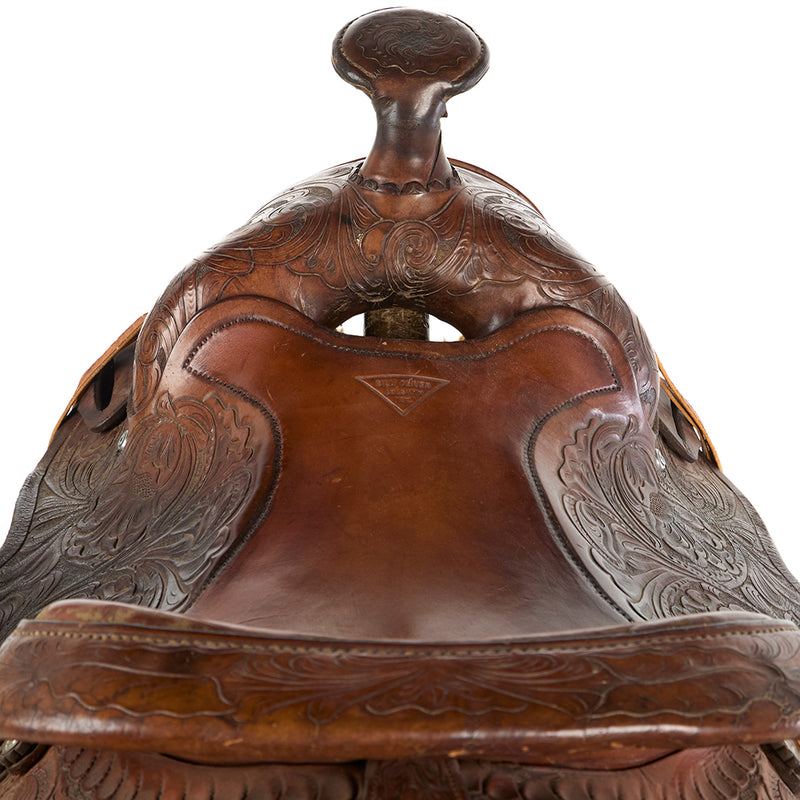 Oliver Saddlery Used 15in Full Floral Tooled Pleasure Saddle