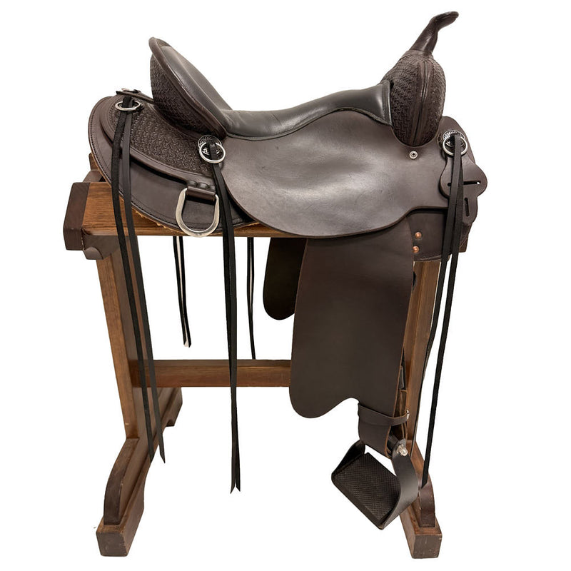 High Horse By Circle Y Used 17in 1/4 Spider Stamped Wide Fit Trail Saddle
