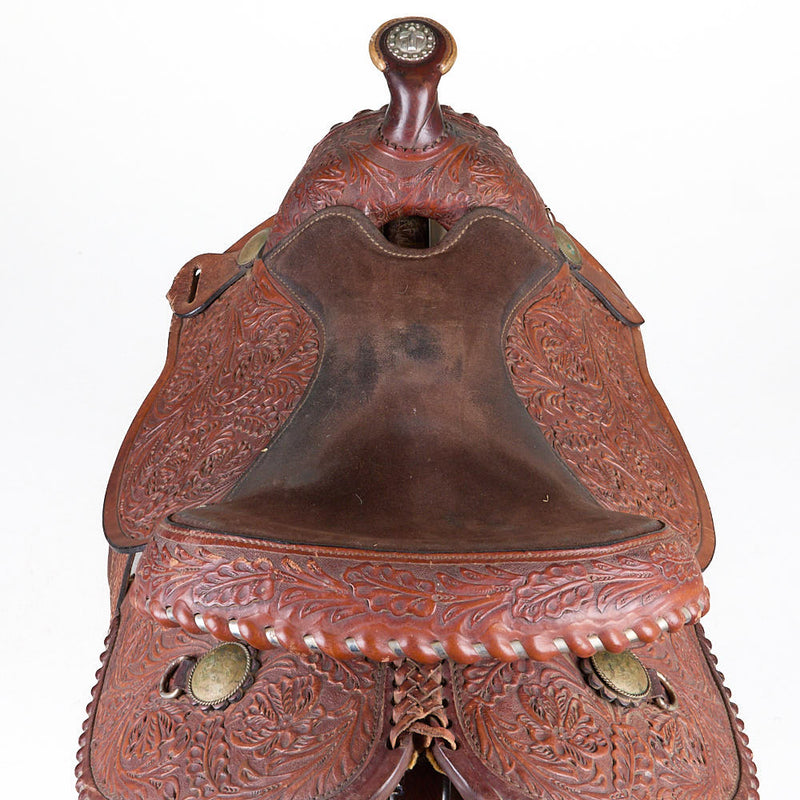 Billy Rayae Used 14.5in Full Floral Tooled Pleasure Saddle