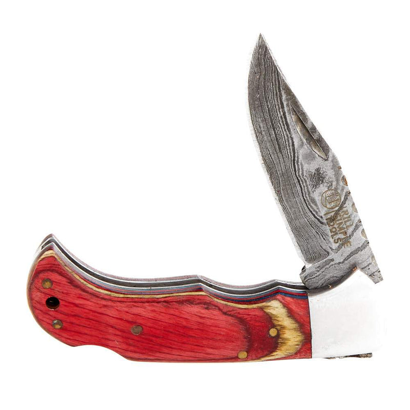 Rill Simple Tools, Llc Colorado Red Silver Damascus Knife w/Sheath 050